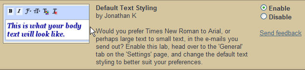 Enable Default Text
