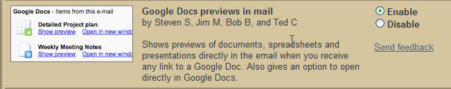 Enabling Google Docs Preview in mail